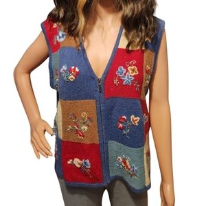 Vintage cardigan zipper vest cottage core